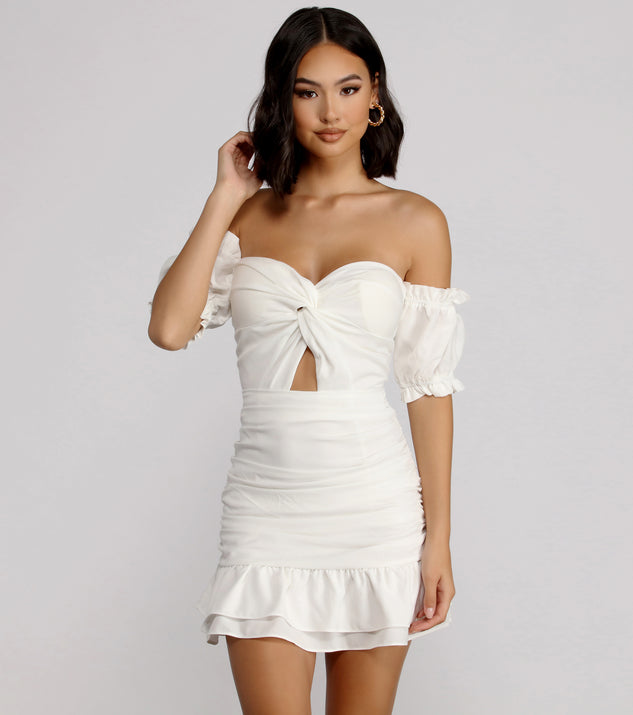 Off Shoulder Ruffle Mini Dress | Windsor